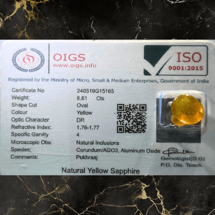 Pukhraj Yellow Sapphire - Economic (8.61ct/9.38rt)